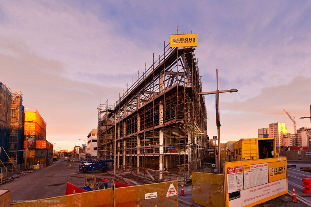 Leigh Construction photo. ChCh building company photography Building site photo Christchurch CBD